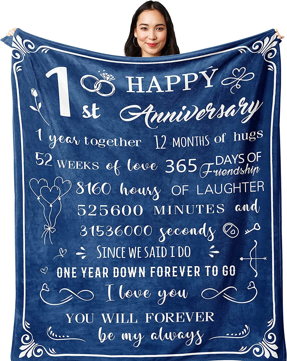 1st Wedding Anniversary Blanket, 1 Year Anniversary for Boyfriend Girlfriend Gifts
