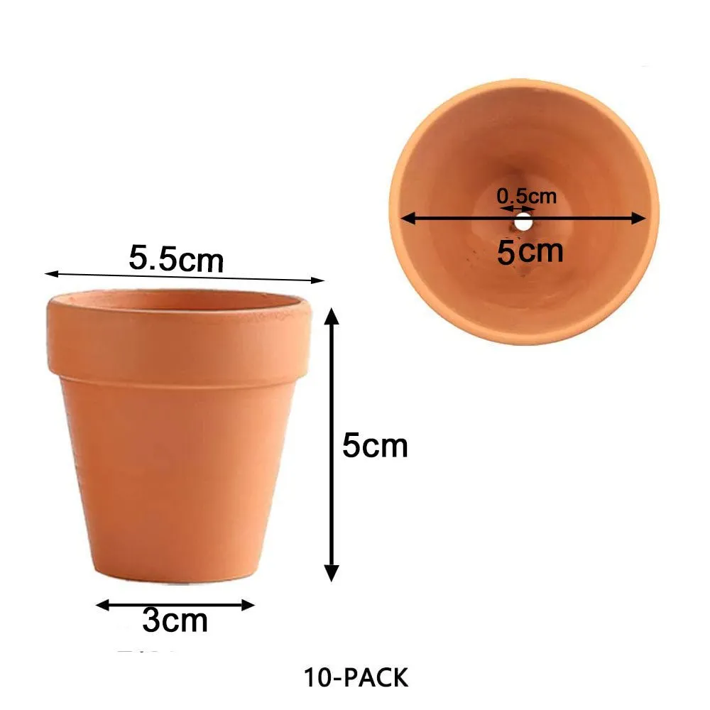 5cm Flower Pot | Clay Ceramic | Plant Succulent Cactus Nursery Planter | 10-Pack