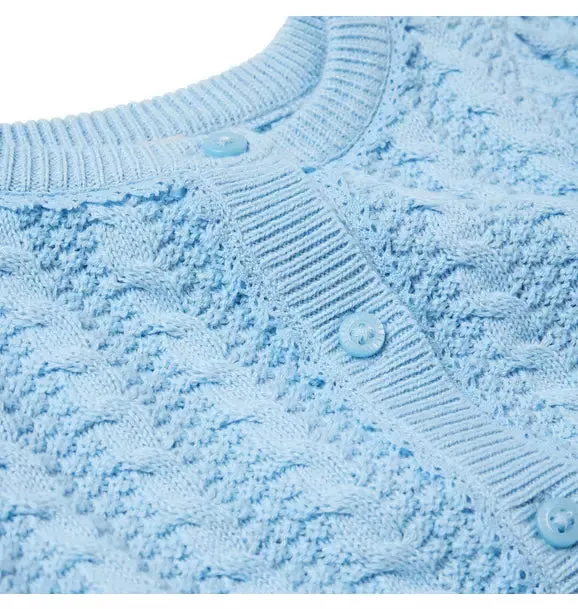 Baby Cable Knit Cardigan - Soft Blue