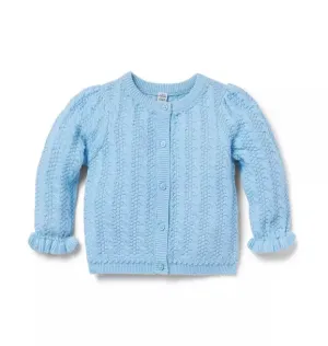 Baby Cable Knit Cardigan - Soft Blue