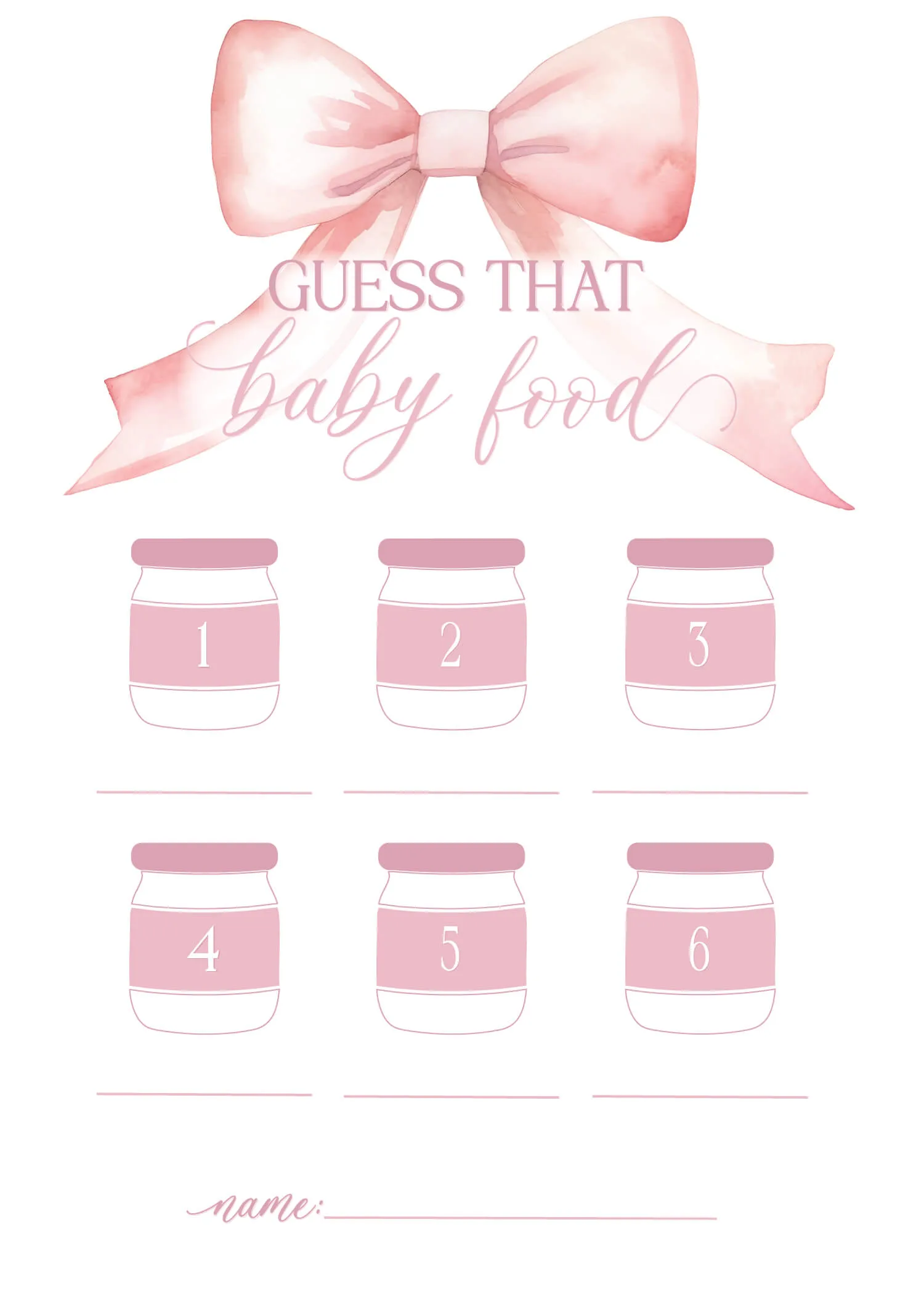 Bow Baby Shower Games - Free Baby Shower Digital Download