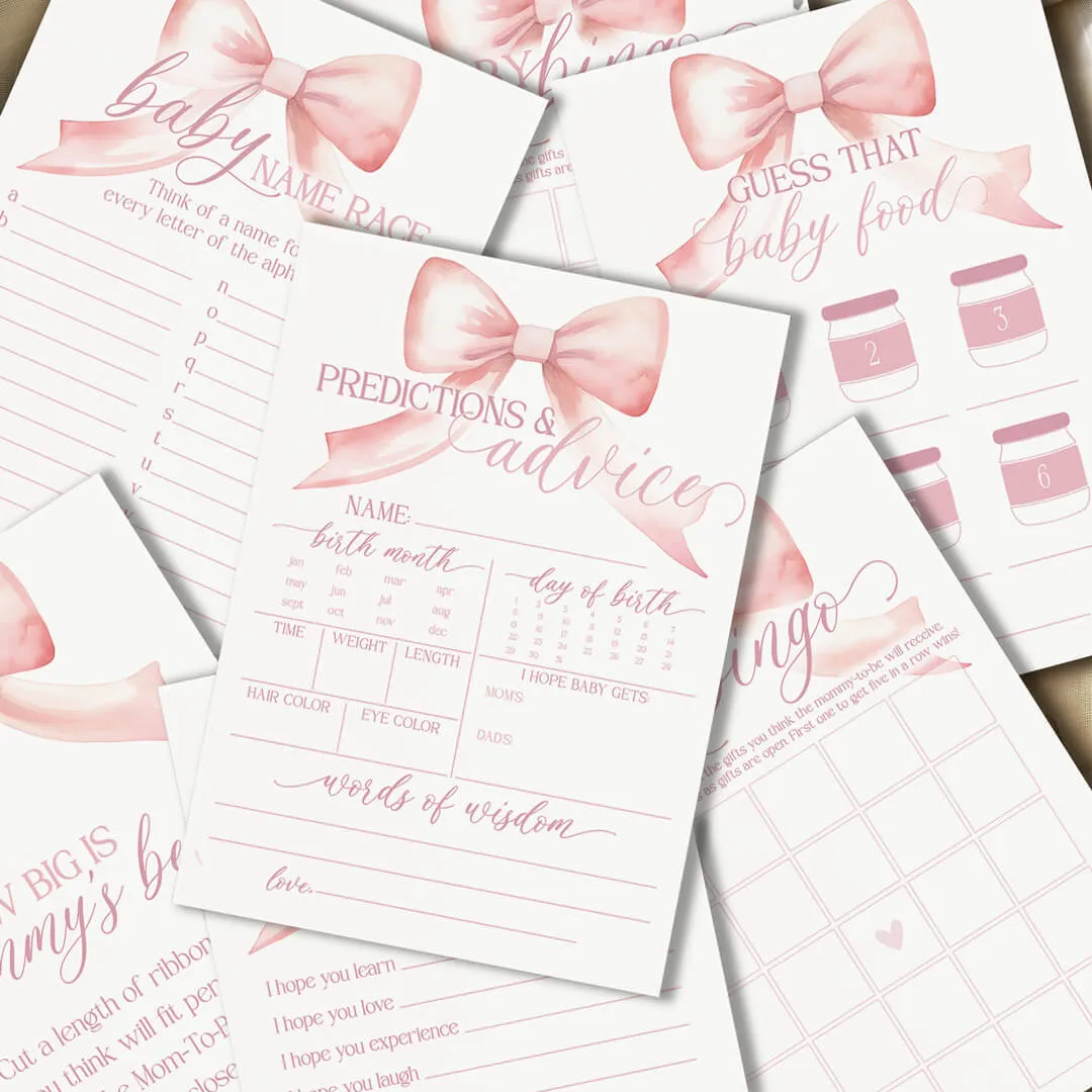 Bow Baby Shower Games - Free Baby Shower Digital Download