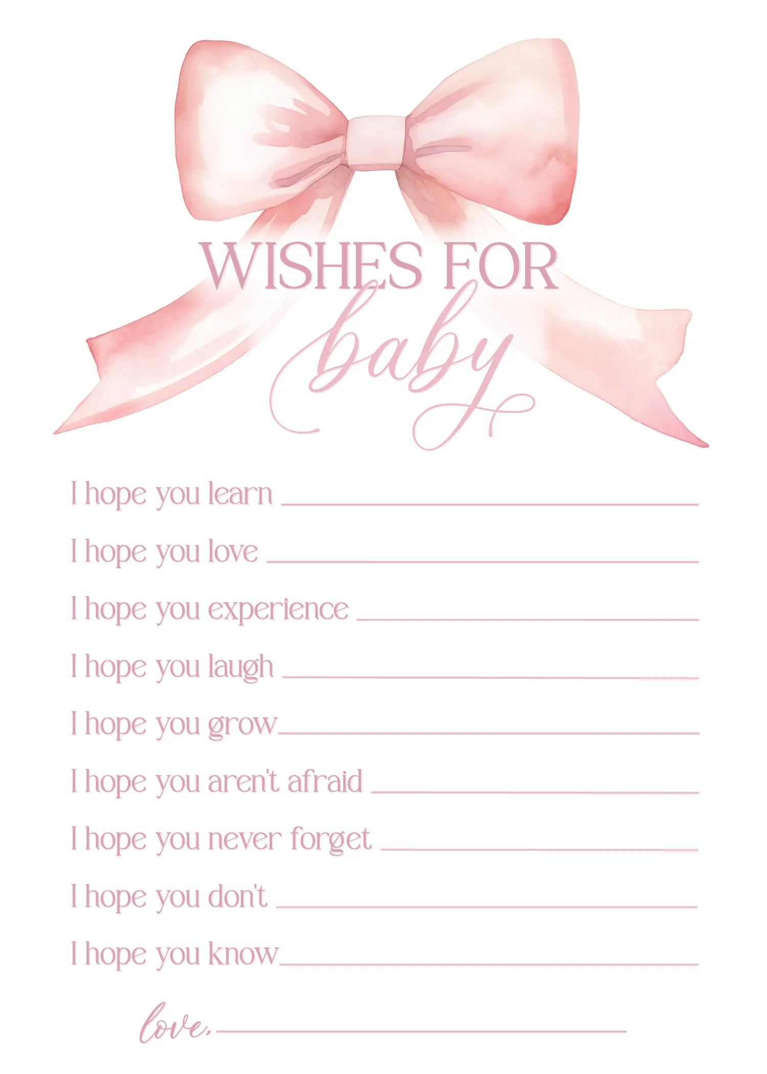 Bow Baby Shower Games - Free Baby Shower Digital Download