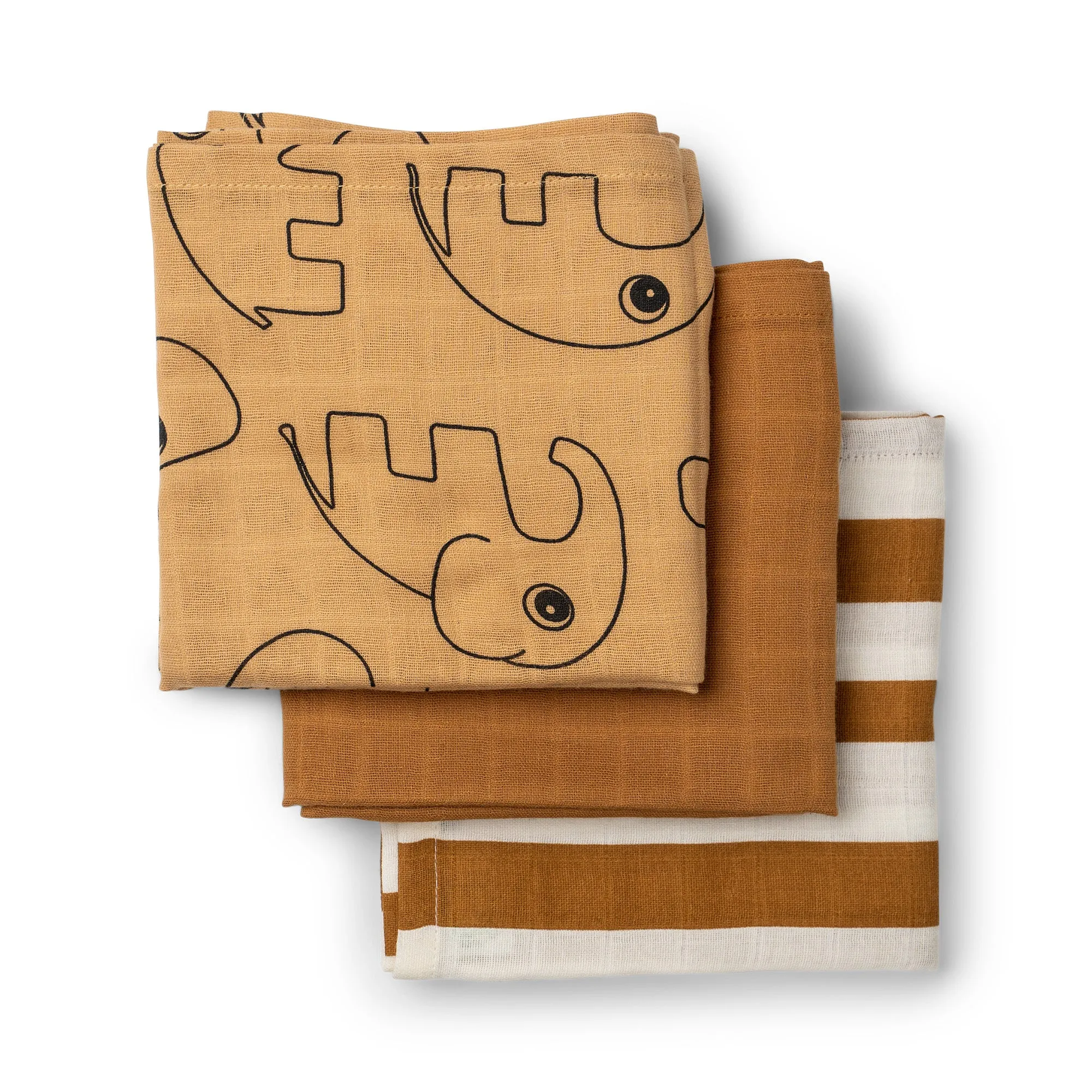 BURP CLOTH 3 PACK GOTS DEER MUSTARD