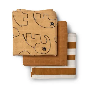 BURP CLOTH 3 PACK GOTS DEER MUSTARD