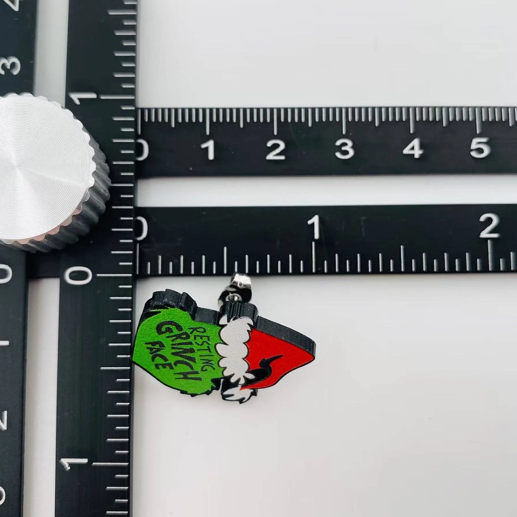 Christmas Jewelry "RESTING GRINCH FACE" Acrylic Ear Studs