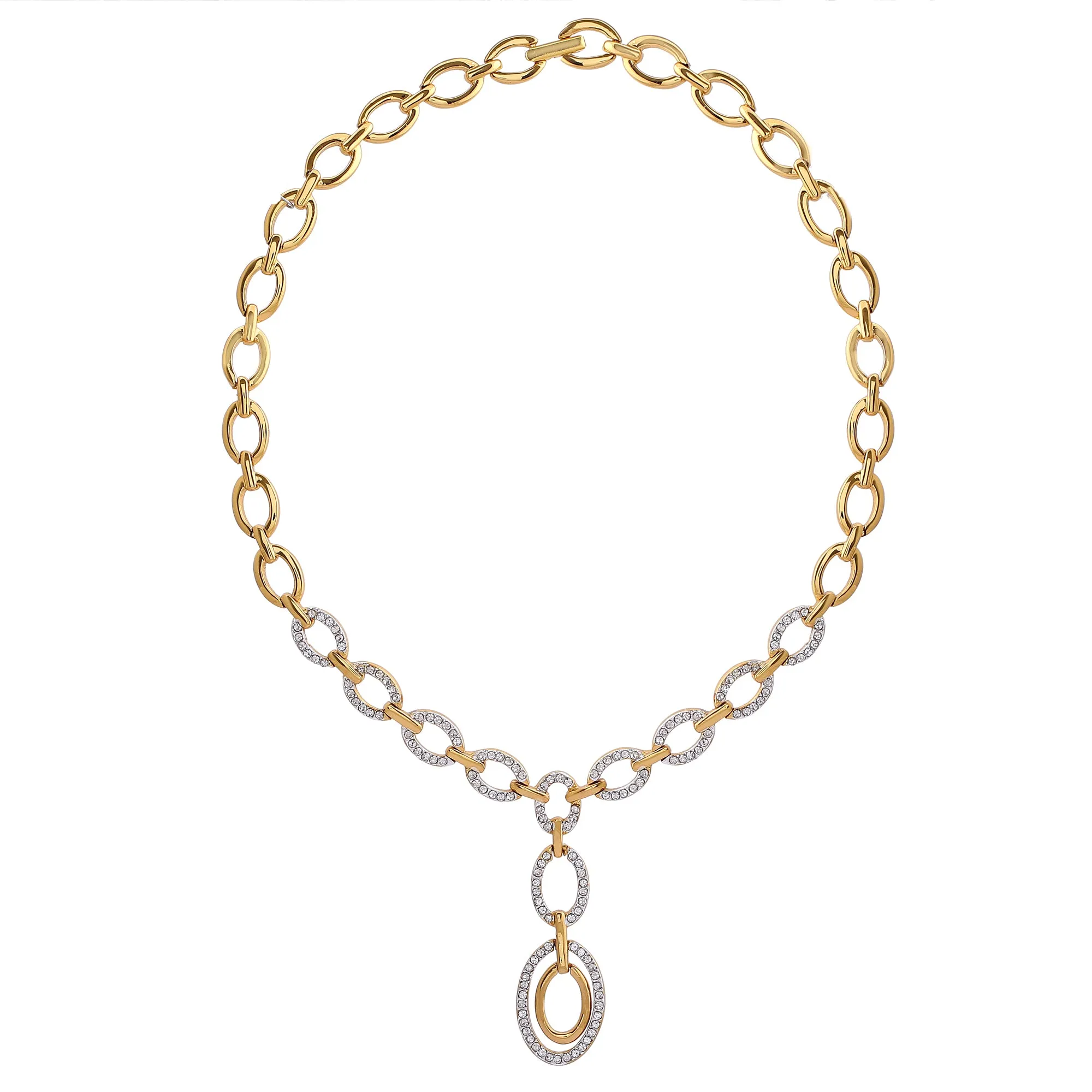 Estele - Opal Hoop Y Shaped Diamante Necklace Set