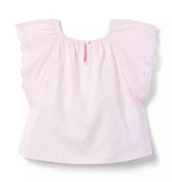 Eyelet Trim Top - Light Pink