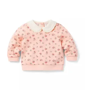 Floral Baby Collard Sweatshirt - Pale Pink Floral