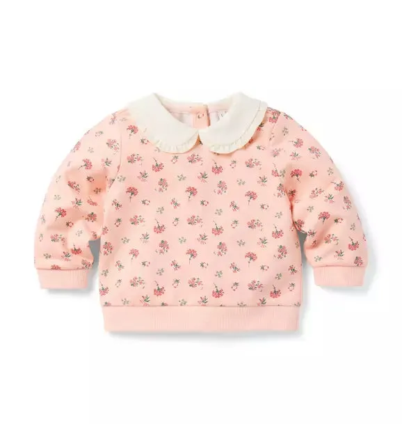 Floral Baby Collard Sweatshirt - Pale Pink Floral