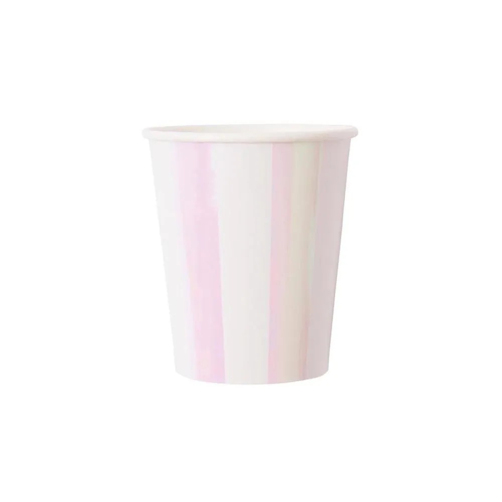 Iridescent Stripe Party Cups -- Multicolor