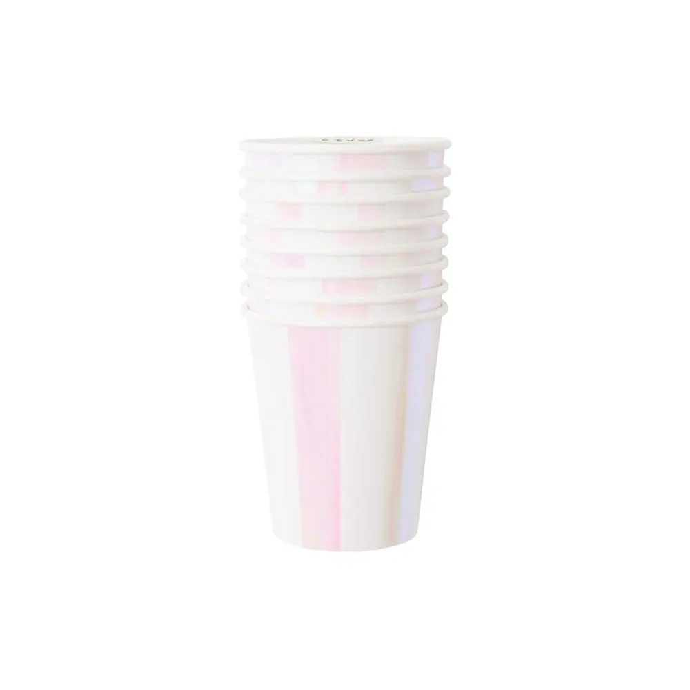 Iridescent Stripe Party Cups -- Multicolor