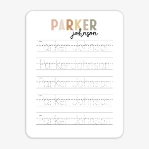 Kids Personalized Whiteboard | Hello My Name Is - Rustic Neutrals