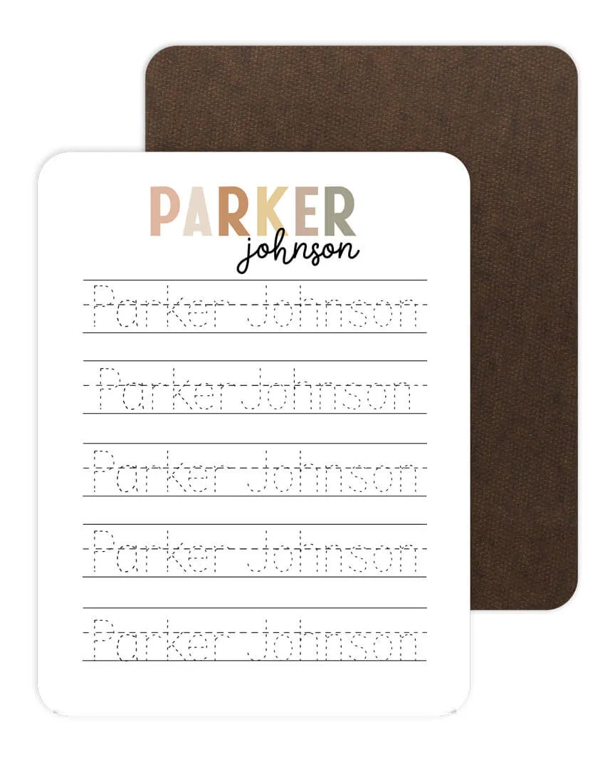 Kids Personalized Whiteboard | Hello My Name Is - Rustic Neutrals