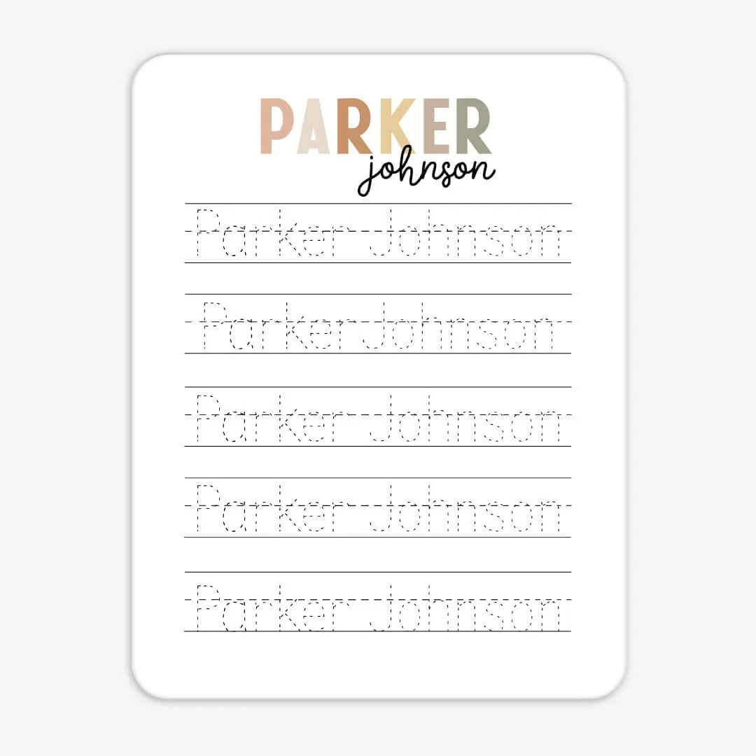 Kids Personalized Whiteboard | Hello My Name Is - Rustic Neutrals