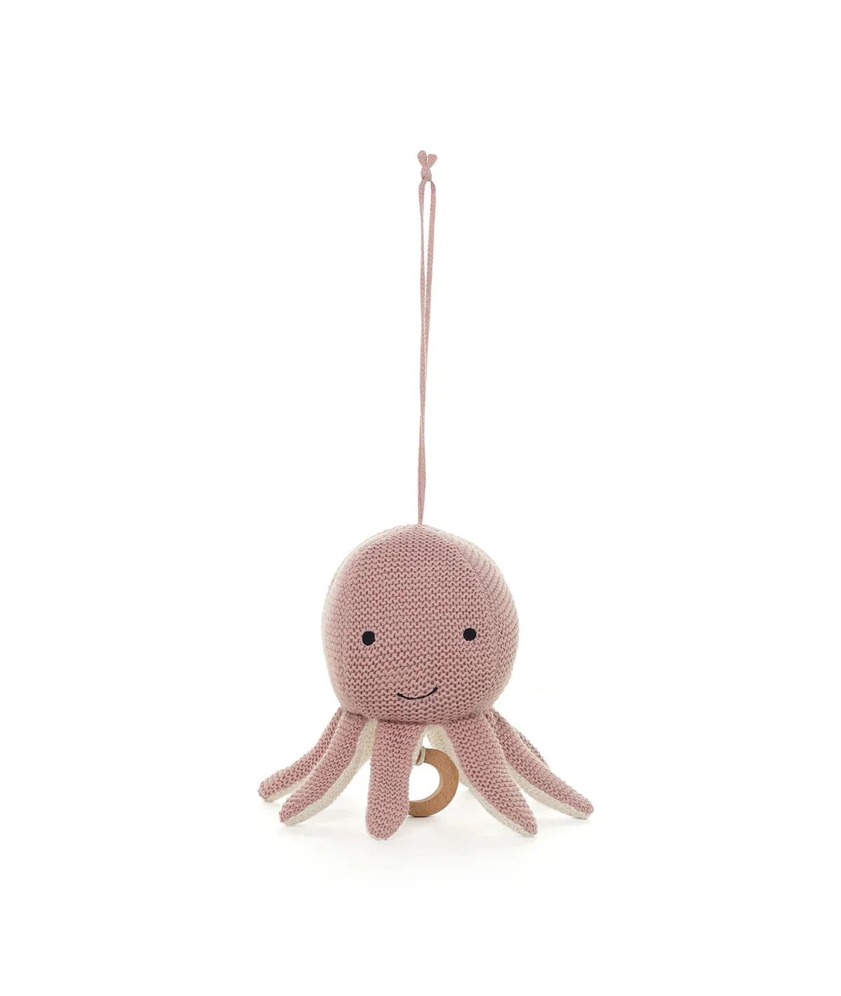 Ozy Octopus Cotton Knitted Stuffed Soft Music Toy (Cameo Pink & Ivory)