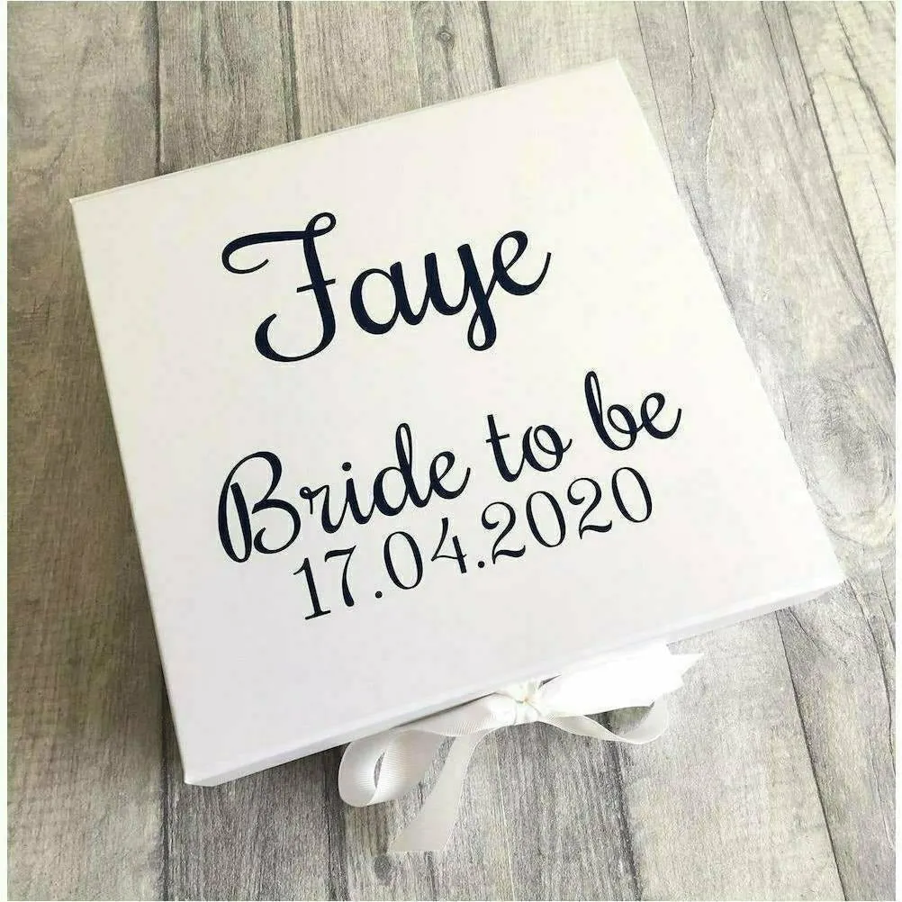 Personalised Bride To Be Name and Date Wedding Memory Keepsake Box