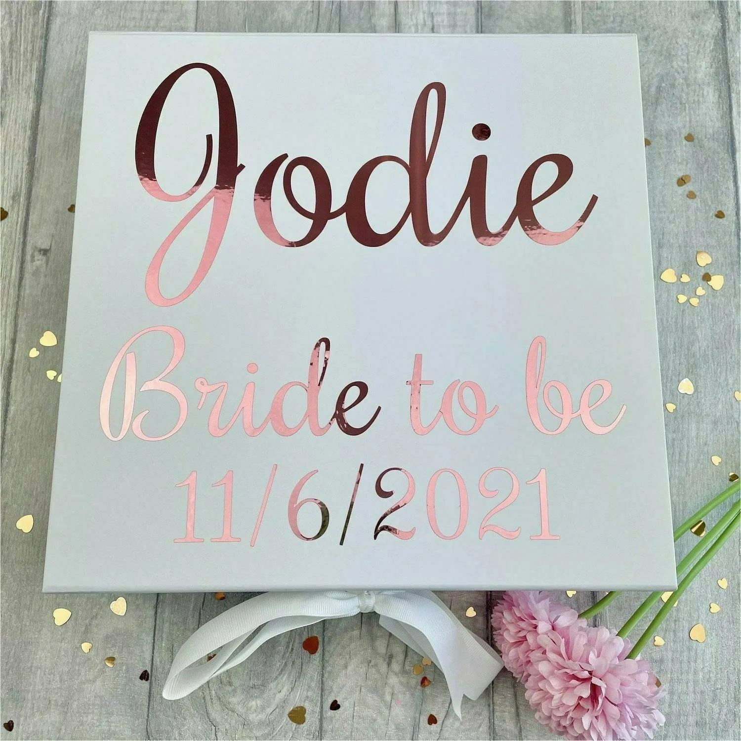 Personalised Bride To Be Name and Date Wedding Memory Keepsake Box
