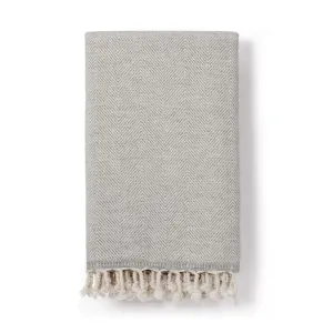 Sema Herringbone Cotton and Wool Throw Dove Grey
