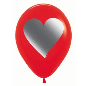 Sempertex 30cm Metalink Hearts Fashion Red Latex Balloons 12PK