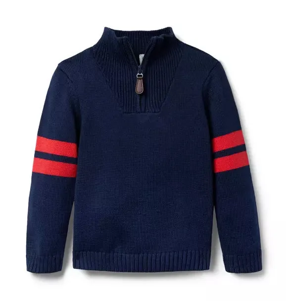 The Stripe Half-Zipped Sweater - Merchant Marine