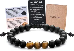 Tiger Eye/Agate Bracelet Gifts for Dad/Son/Grandson/Boyfriend/Husband on Graduation Fathers Day Anniversary Birthday