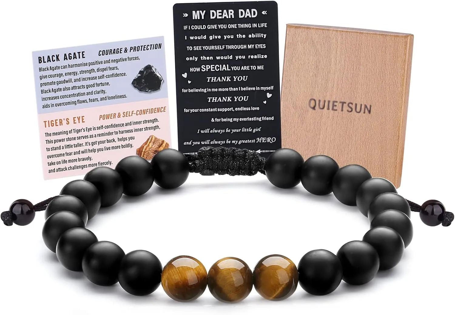 Tiger Eye/Agate Bracelet Gifts for Dad/Son/Grandson/Boyfriend/Husband on Graduation Fathers Day Anniversary Birthday