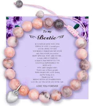 Valentines Romantic Gifts for Girlfriend, Couples Bracelets Natural Stone Bracelets Distance Relationship Gifts for and Girlfriend on Anniversary Couples (Pink 1 pcs)