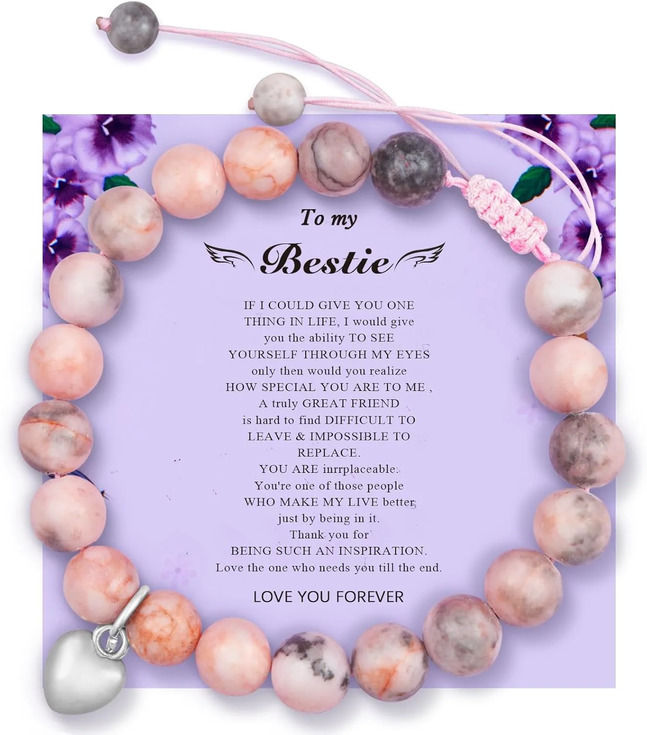 Valentines Romantic Gifts for Girlfriend, Couples Bracelets Natural Stone Bracelets Distance Relationship Gifts for and Girlfriend on Anniversary Couples (Pink 1 pcs)